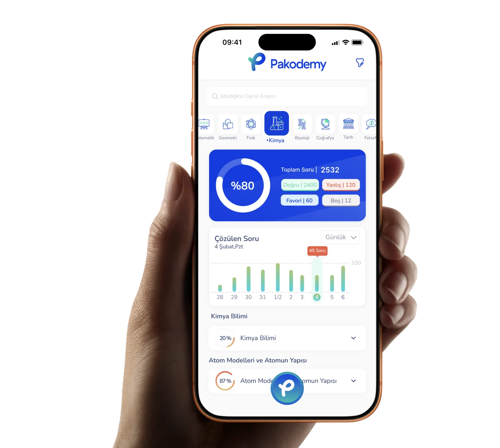 Pakodemy mobile app shown in a hand-held phone mockup