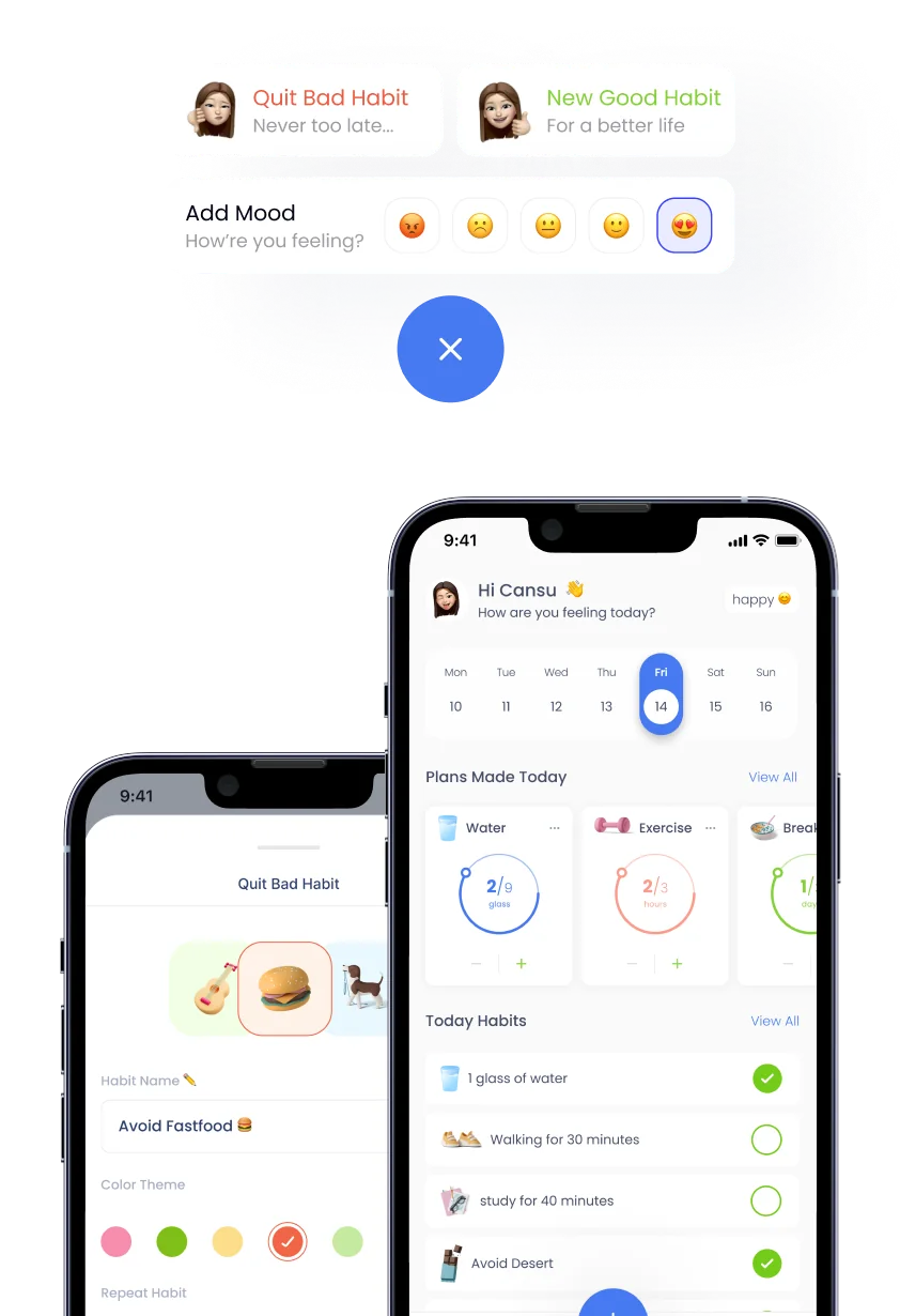 Habit tracking mobile app design shot