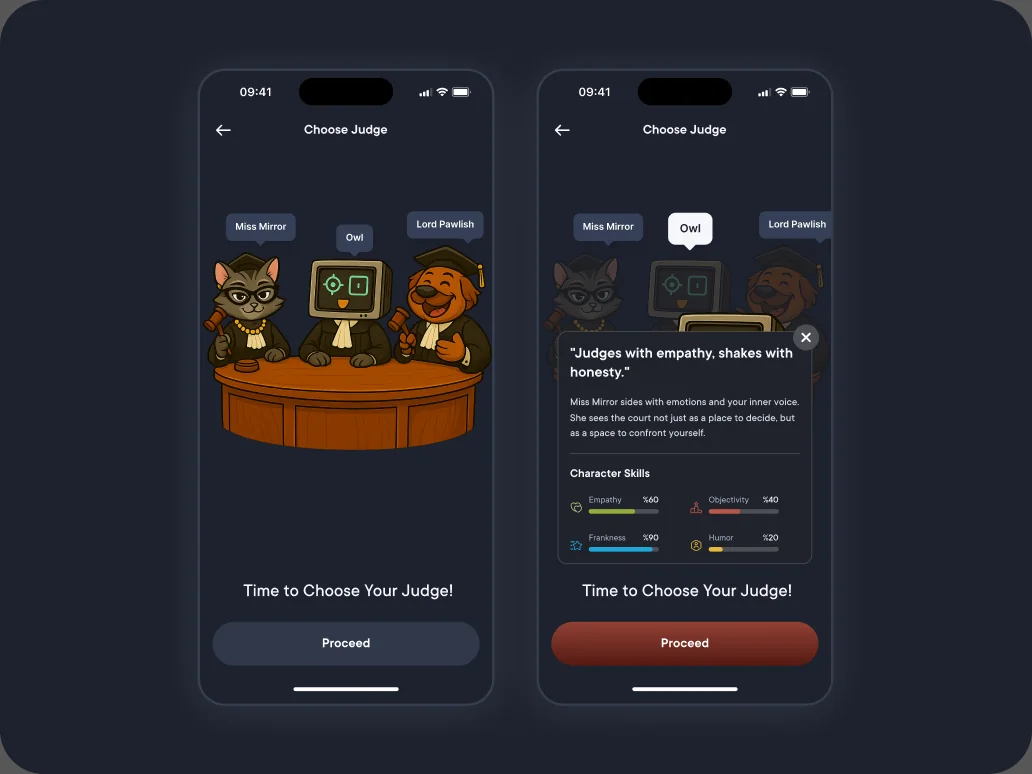 Who is Right mobile app interface designs