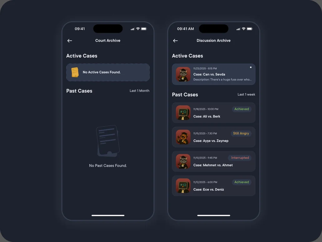 Who is Right court archive interface designs